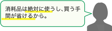 消耗品は絶対に使うし、買う手間が省けるから。